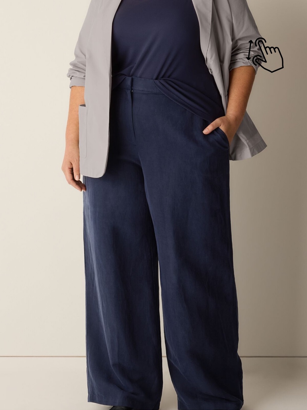 Eileen Fisher Navy Wide-Leg High-Rise Pants